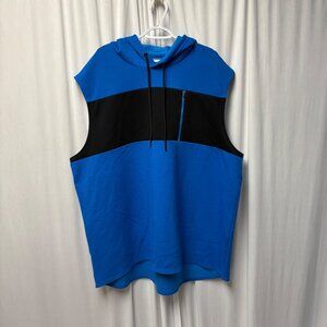Sports Illustrated Sleeveless Hoodie Mens Sz 3XL Chest Zipper Pocket Blue Black